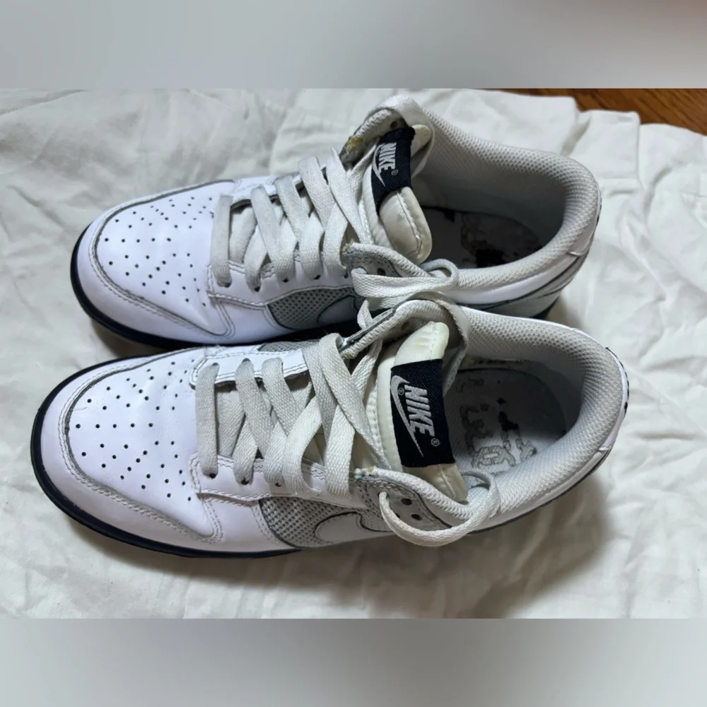 Nike Dunk Low- Womens- Size 7-White Neutral Gray- [317813-101]- Leather-Sneakers